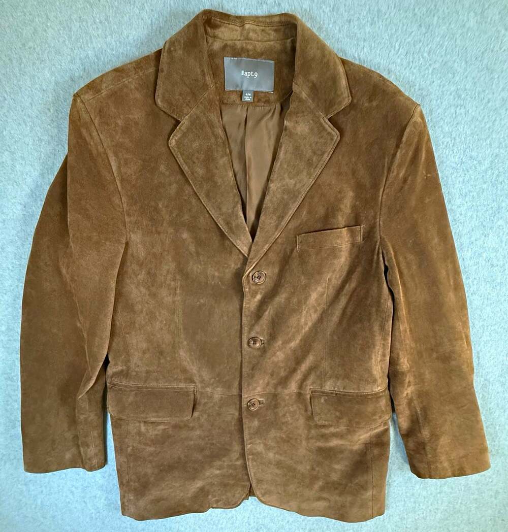 Vintage Apt 9 Men's Brown Suede Leather Blazer Jacket Sport Coat 3-Button 42R